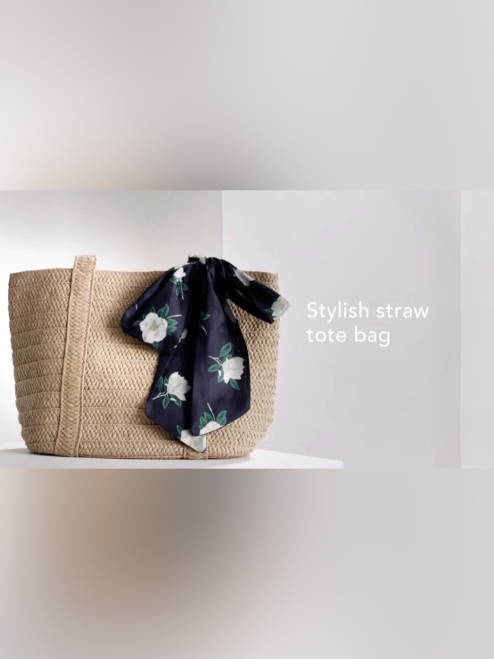Draper James Summer Seasonal Favorite Straw Tote Bag with Twilly Scarf – NWOT